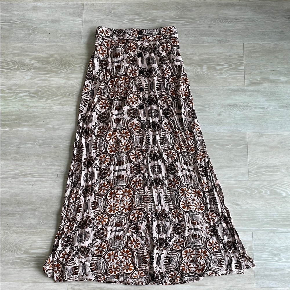 Cleobella, Elegant Brown Patterned Maxi Skirt, Wi… - image 1